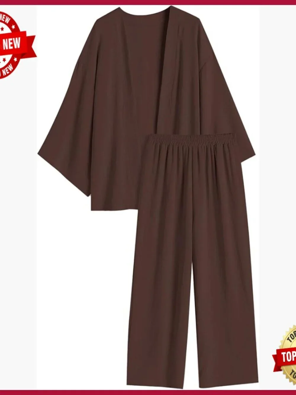 2 Piece Tracksuit Loungewear Set Cardigan & Wide Leg Pants Casual Suit